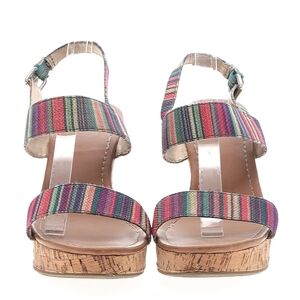 Mix No. 6 Multicolor Striped Cork Wedge Sandals